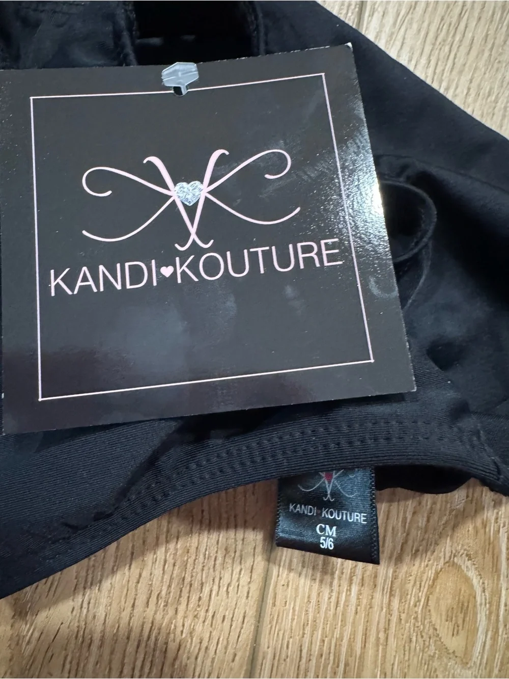 Kandi Kouture Cross My Heart Bra Top Black Child Medium CM Dancewear